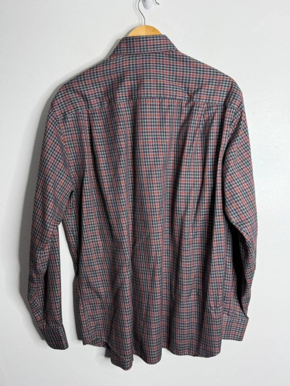 Paul Fredrick Houndstooth Plaid Multicolor Shirt 16 Classic Preppy‎ Smart Casual